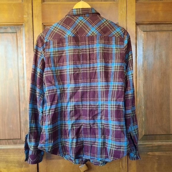 Eddie Bauer & Pendleton 100% wool burgundy plaid button down shirt - Picture 7 of 11